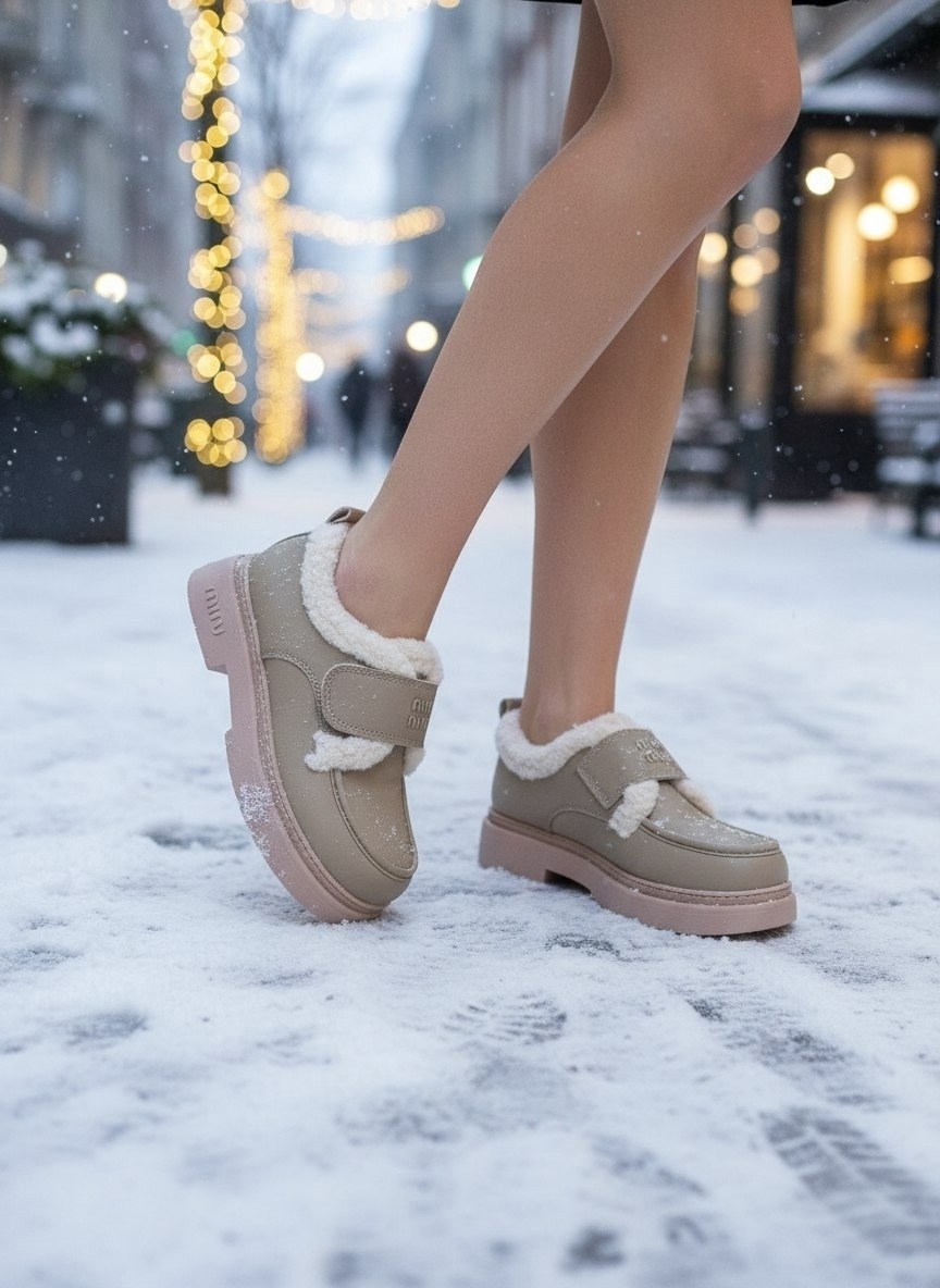 ,лоферы с мехам,женская ,обуви,повседневная