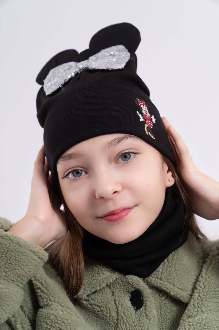 комплект шапка снуд,шапка демисезонная двойная,шапка снуд для девочки,шапка для девочки осень,детская шапка