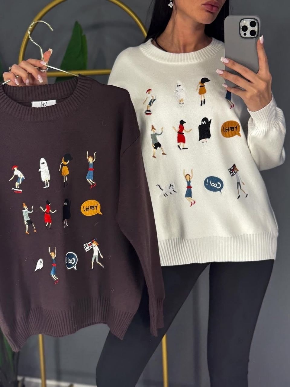 свитер с принтом,свитер,модные свитера,свитера женские,свитер с вышивкой