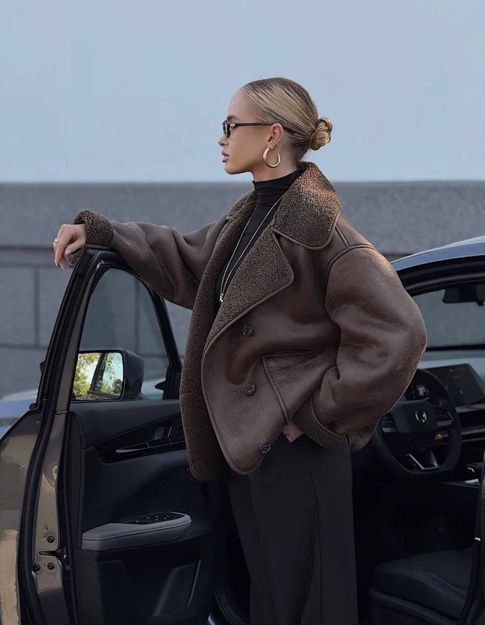 дубленка оверсайз,стильная дубленка,замшевая куртка,женская куртка,пальто и куртки