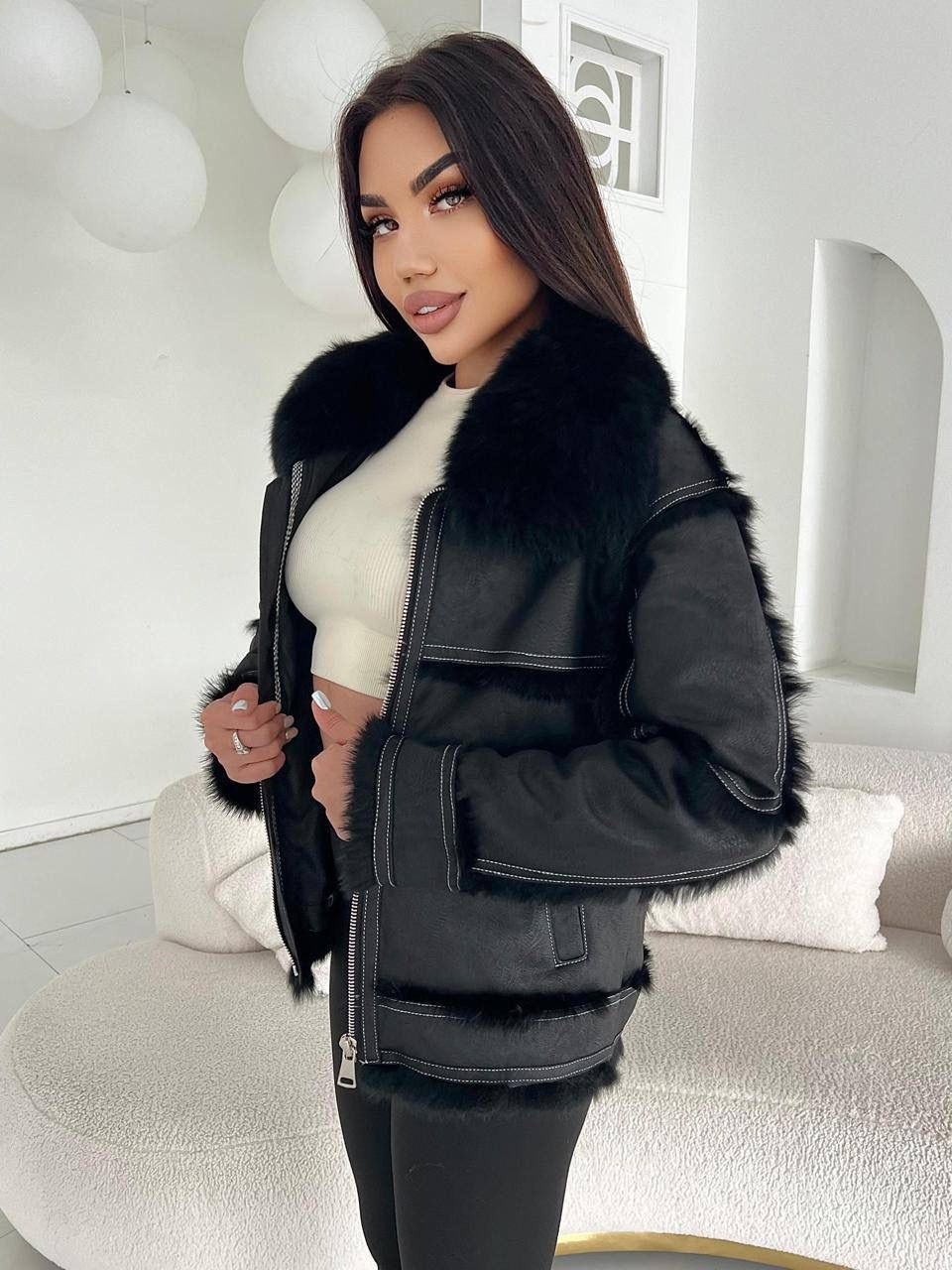 дубленка авиатор тоскана женская,aftf basic дубленка черная авиатор,меховая куртка,женская куртка из искусственной кожи,дубленка женская