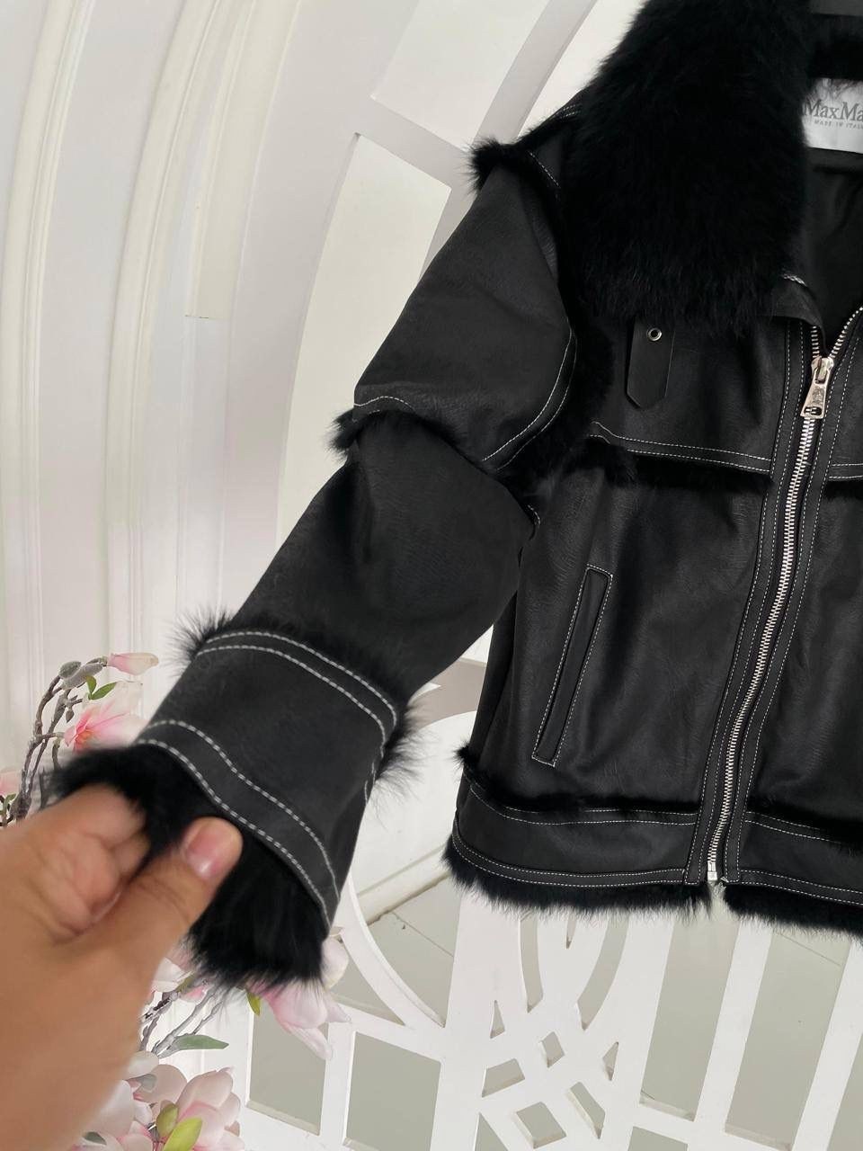 дубленка авиатор тоскана женская,aftf basic дубленка черная авиатор,меховая куртка,женская куртка из искусственной кожи,дубленка женская