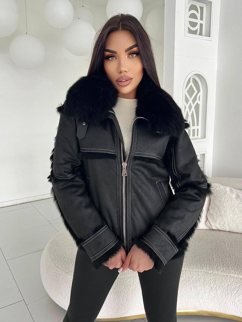 дубленка авиатор тоскана женская,aftf basic дубленка черная авиатор,меховая куртка,женская куртка из искусственной кожи,дубленка женская