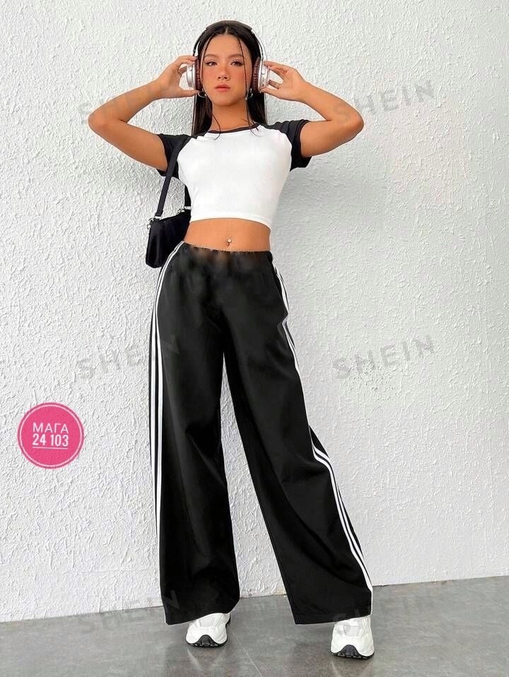 брюки с полоской,широкие брюки,брюки спортивные,двухсторонние штаны,брюки женские широкие спортивные