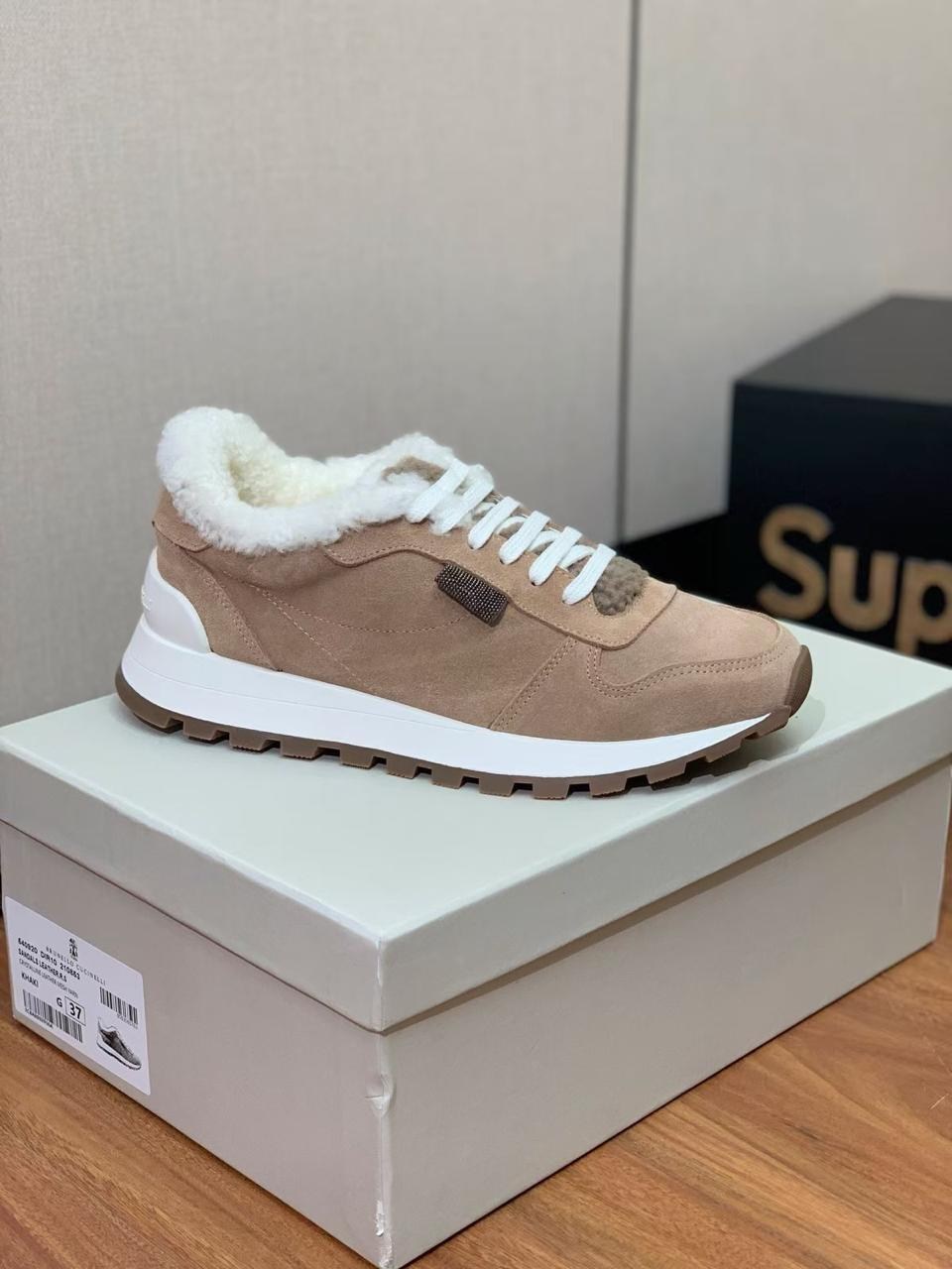 кроссовки brunello cucinelli,,женские кроссовки с мехом,женские кроссовки,замшевые кроссовки