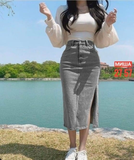 джинсовая юбка миди,женские джинсовые юбки,юбка джинсовая,юбка миди джинсовая разрезом,длинная джинсовая юбка