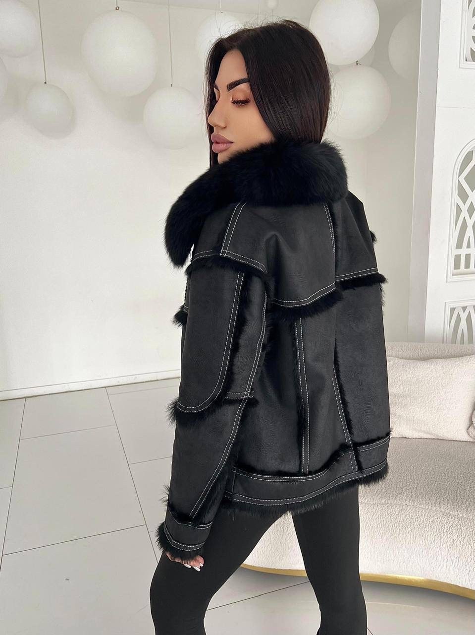 дубленка авиатор тоскана женская,aftf basic дубленка черная авиатор,меховая куртка,женская куртка из искусственной кожи,дубленка женская