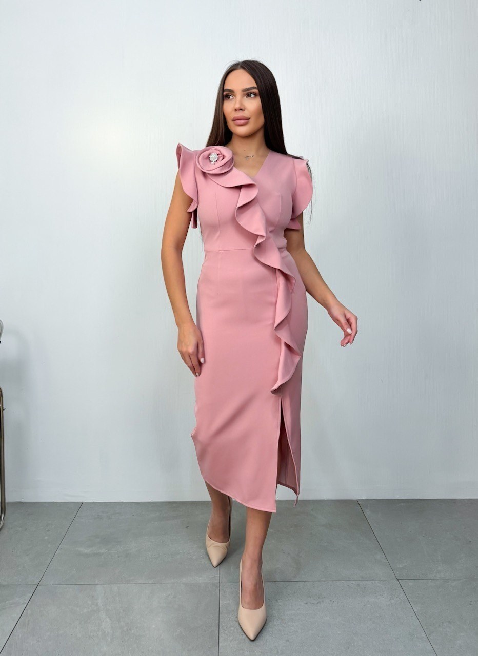 платье футляр с воланами,платье креп,платье комплект,нарядное платье,платье