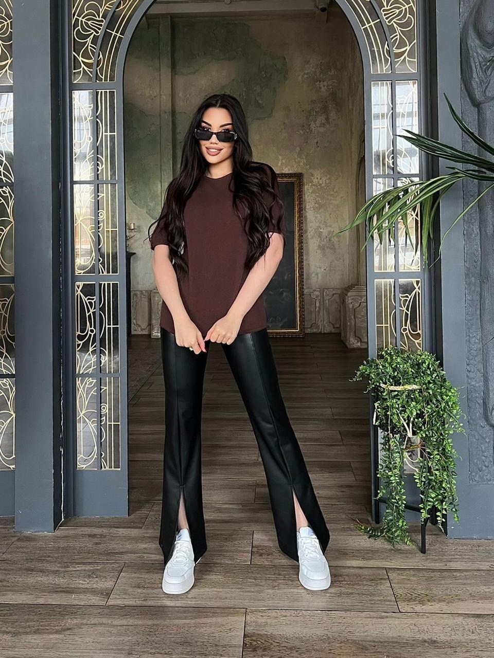 брюки клеш из экокожи,кожаные штаны,кожаные брюки,кожаные штаны палаццо,брюки кожаные женские