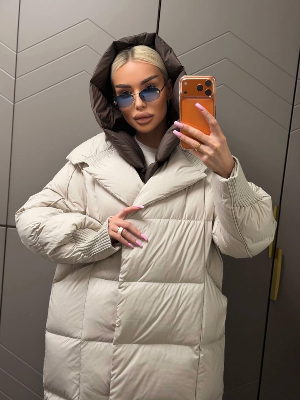 стильные пуховики,длинные пуховики,женские пуховики,пуховик,бежевый пуховик