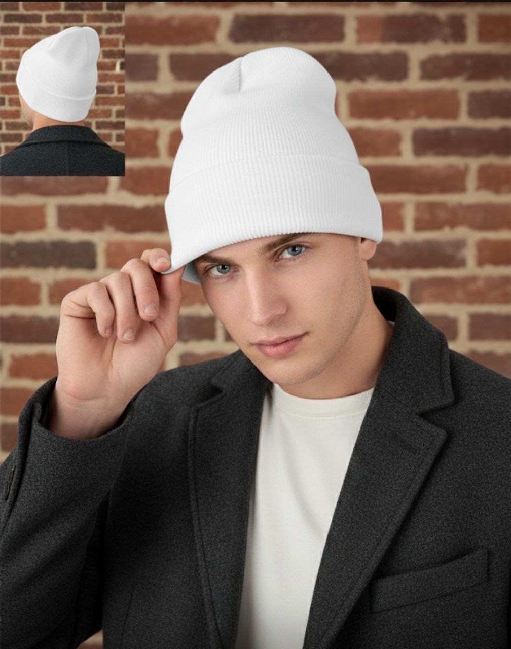 белая шапка,шапка бини,короткие шапки,модная мужская шапка,шапка мужская