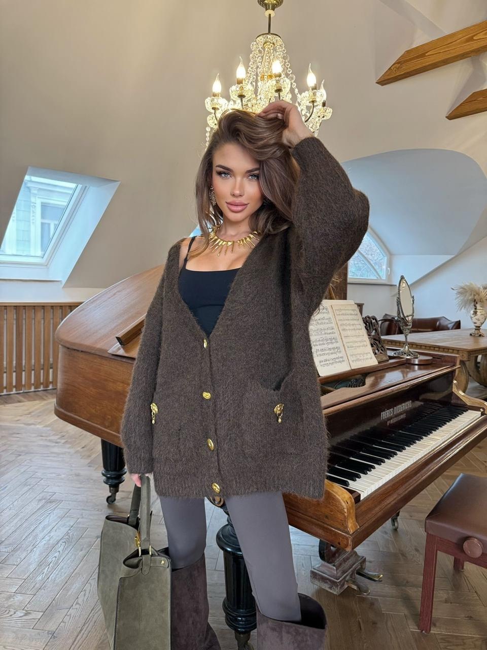 вязаные кардиганы,кардиган женский,кардиган,коричневый кардиган