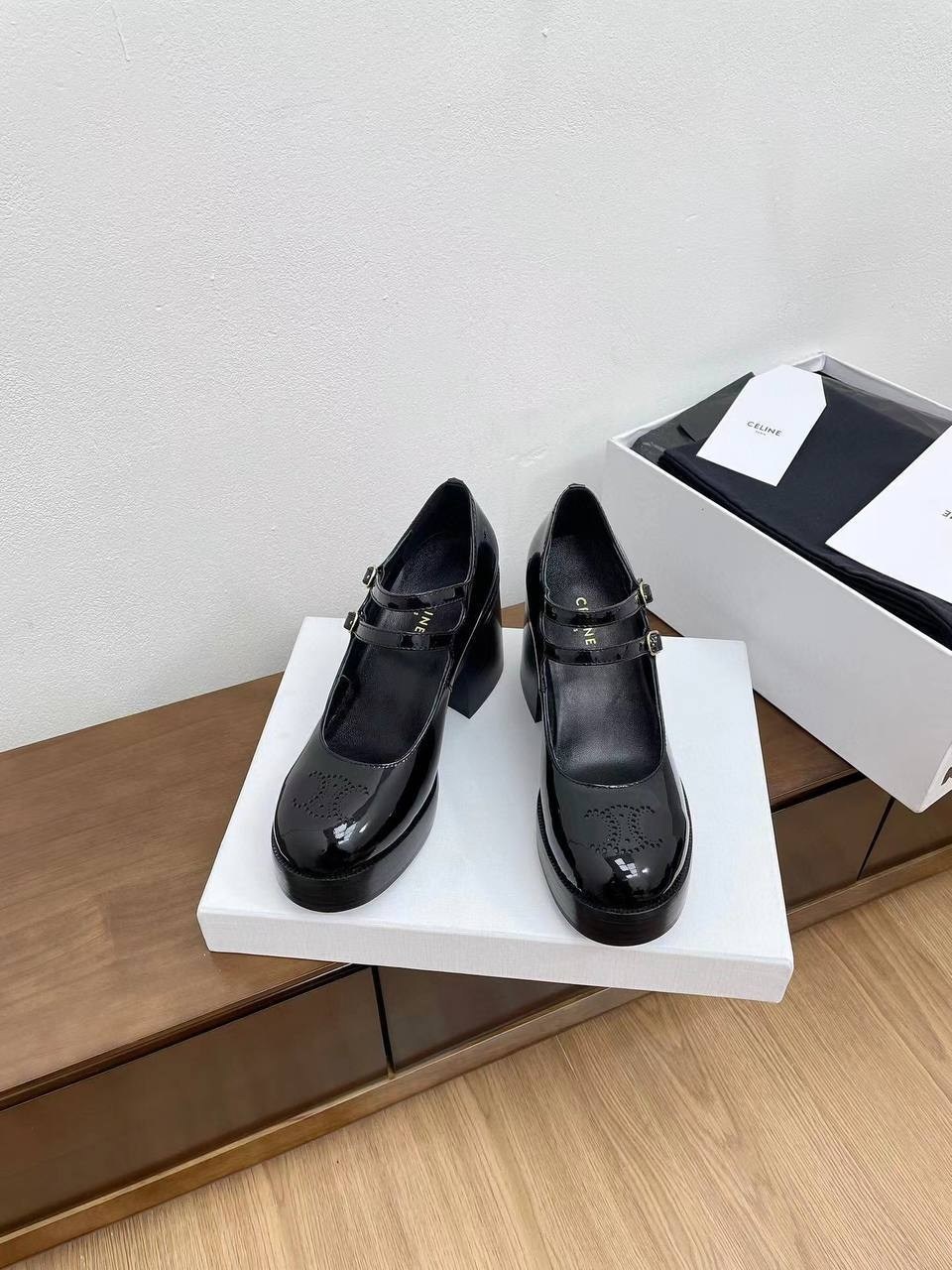 туфли celine,,туфли мэри джейн на массивной подошве,туфли лакированные,туфли женские