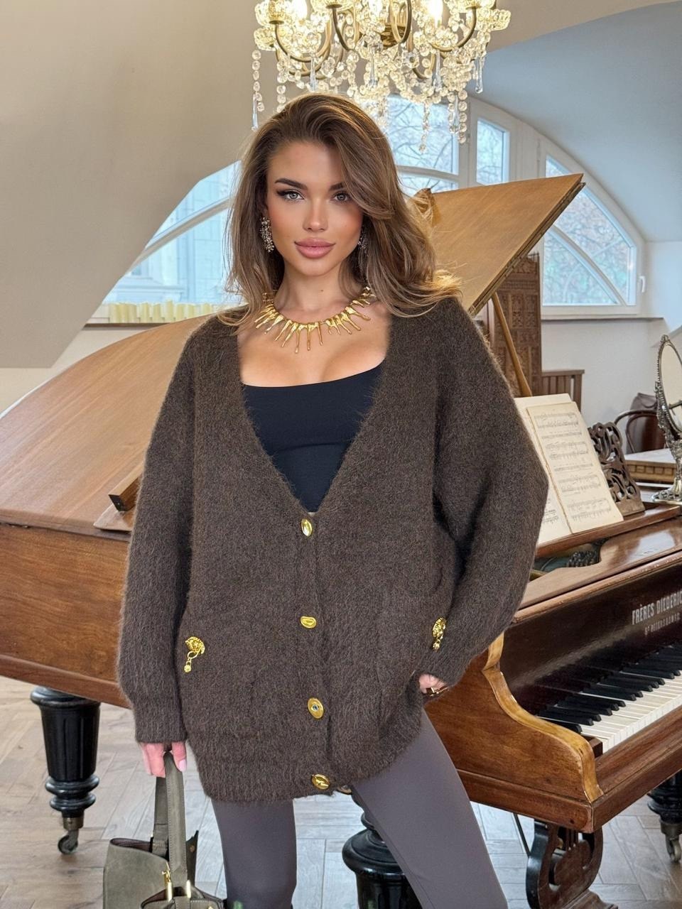 вязаные кардиганы,кардиган женский,кардиган,коричневый кардиган