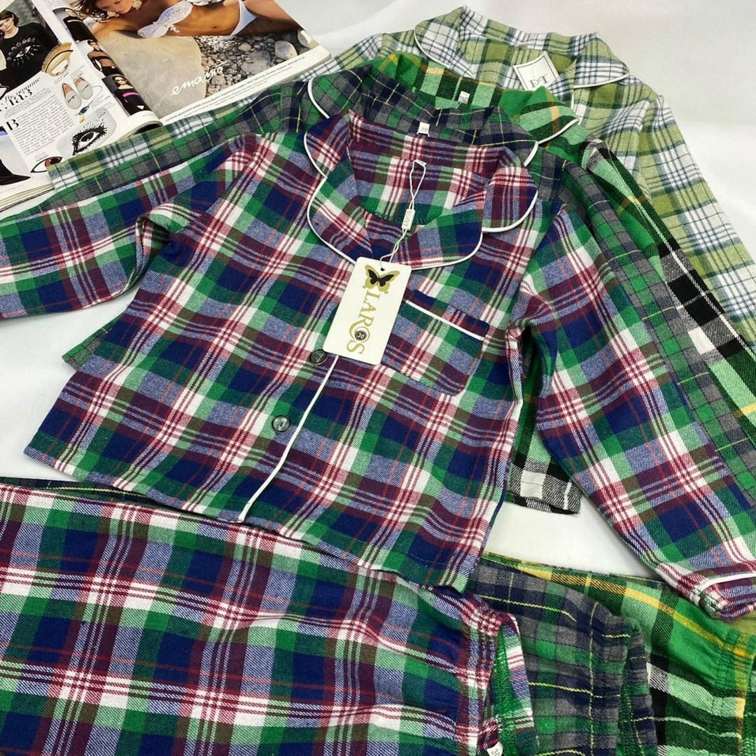 пижама текстильная,пижама зеленая,пижамы клетчатые для пар,пижама в клетку,пижам