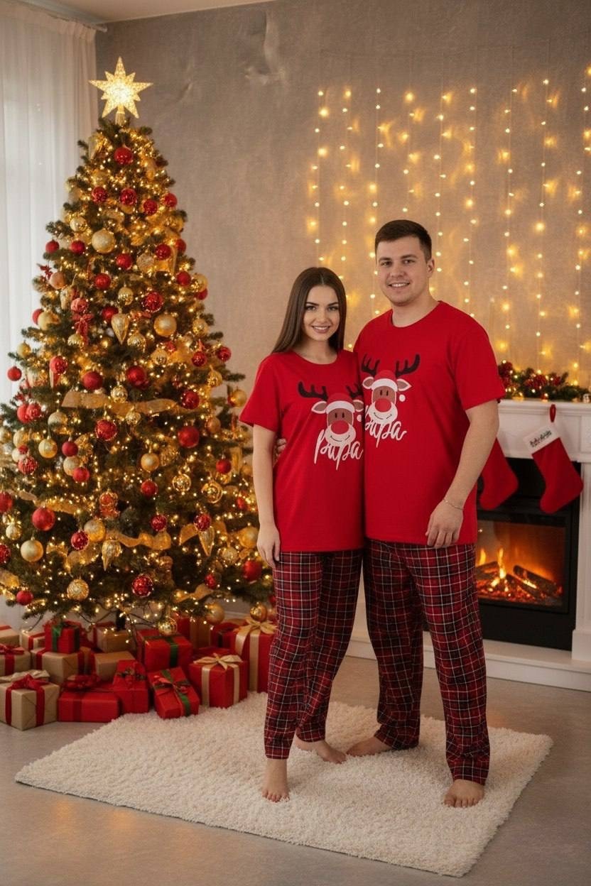 пижама мужская новогодняя,пижамы мужские и женские,пижама новогодняя family look,парные пижамы,новогодние пижамы для всей семьи