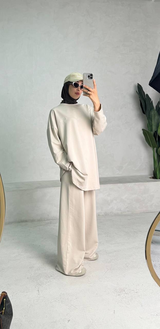 женский костюм из футера,костюм спортивный в стиле оверсайз,мусульманские костюмы,трикотажный костюм оверсайз,женский костюм оверсайз