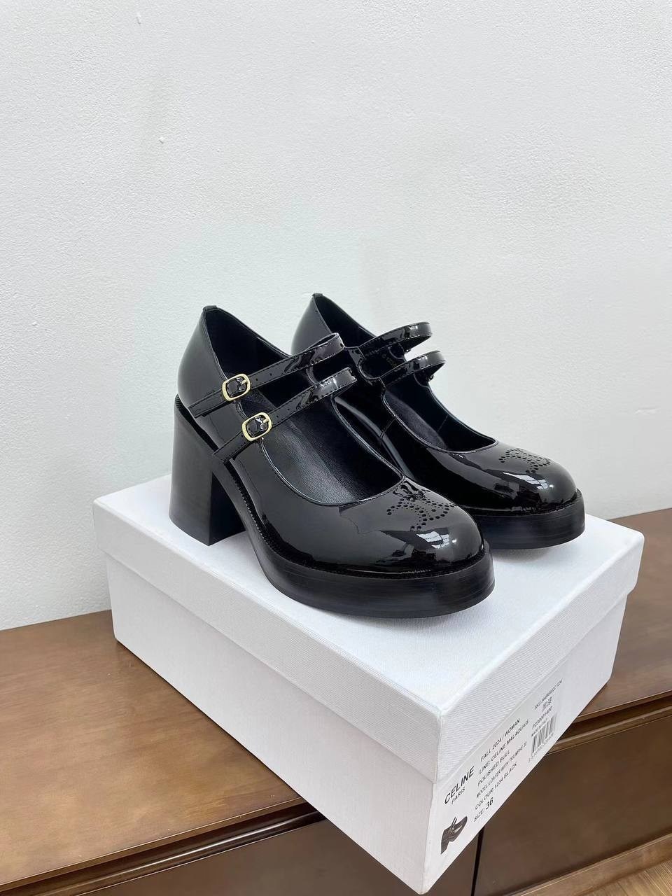 туфли celine,,туфли мэри джейн на массивной подошве,туфли лакированные,туфли женские