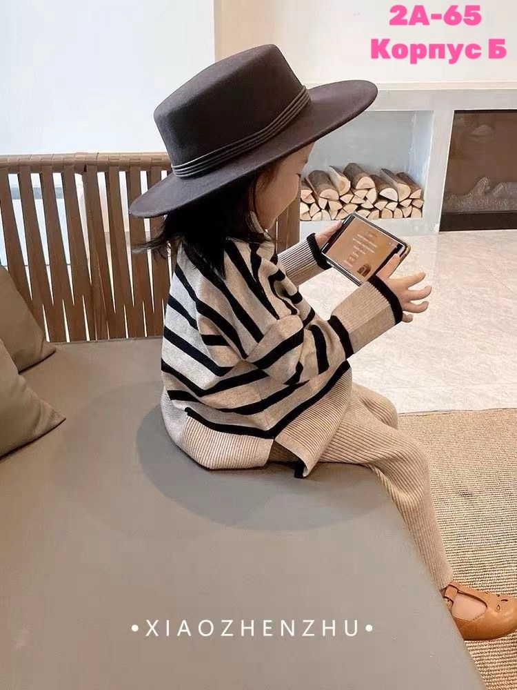 комплект одежды для девочек,вязаный костюм для девочек,свитер в полоску для девочек,свитер для девочек,корейский свитер