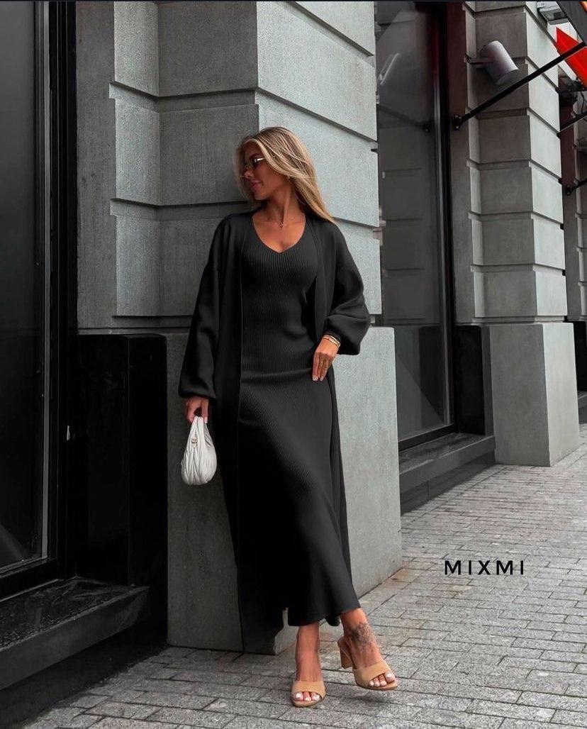 платье лапша с кардиганом,трикотажное платье,платье кардиган,комплект платье,платье лапша с накидкой