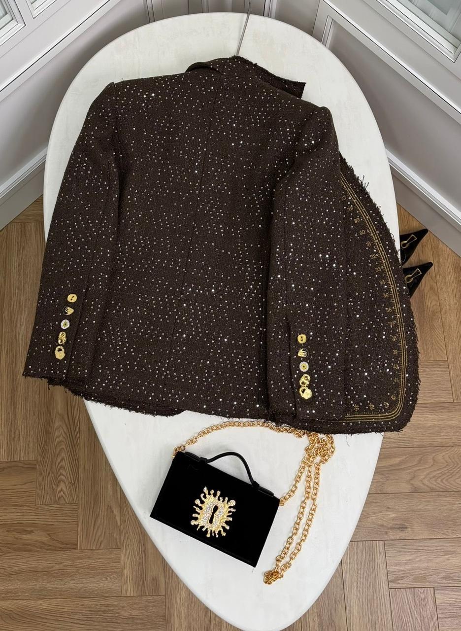 пиджак с пайетками,пиджак с пайетками блестящий,пиджак женский твидовый,мода стиль