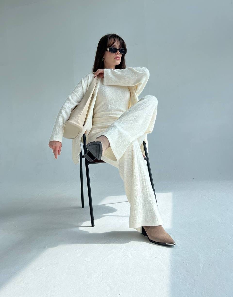 трикотажные костюмы,трикотажный брючный костюм,костюм с кофтой,костюм женский с брюками палаццо,теплый костюм