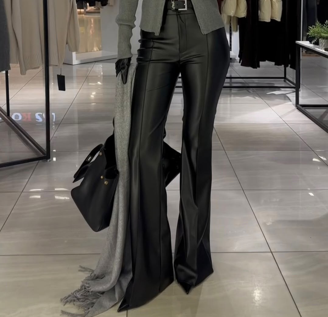 модные образы,брюки кожаные палаццо,мода стиль,модные наряды