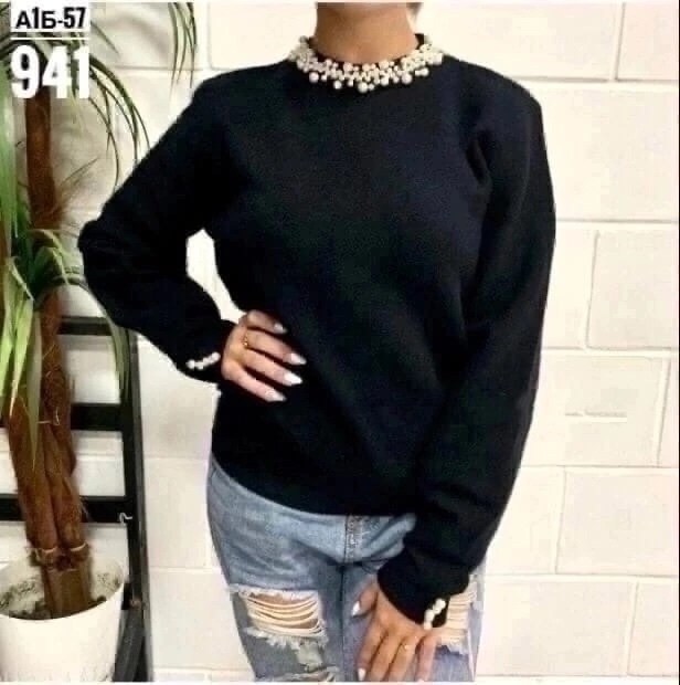 джемпер с бусинами,женская кофта,стильная кофта,свитер с бусинами,кофта со стразами