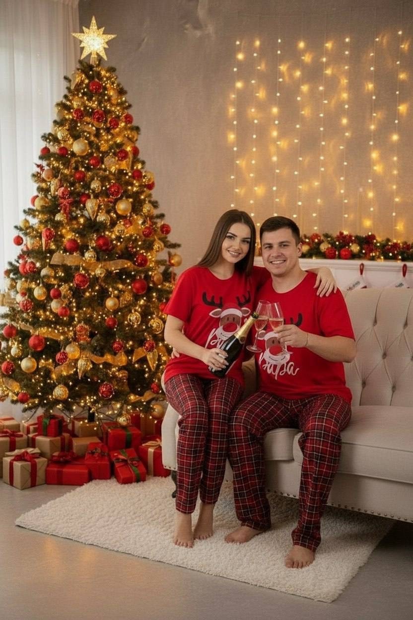 пижама мужская новогодняя,пижамы мужские и женские,пижама новогодняя family look,парные пижамы,новогодние пижамы для всей семьи
