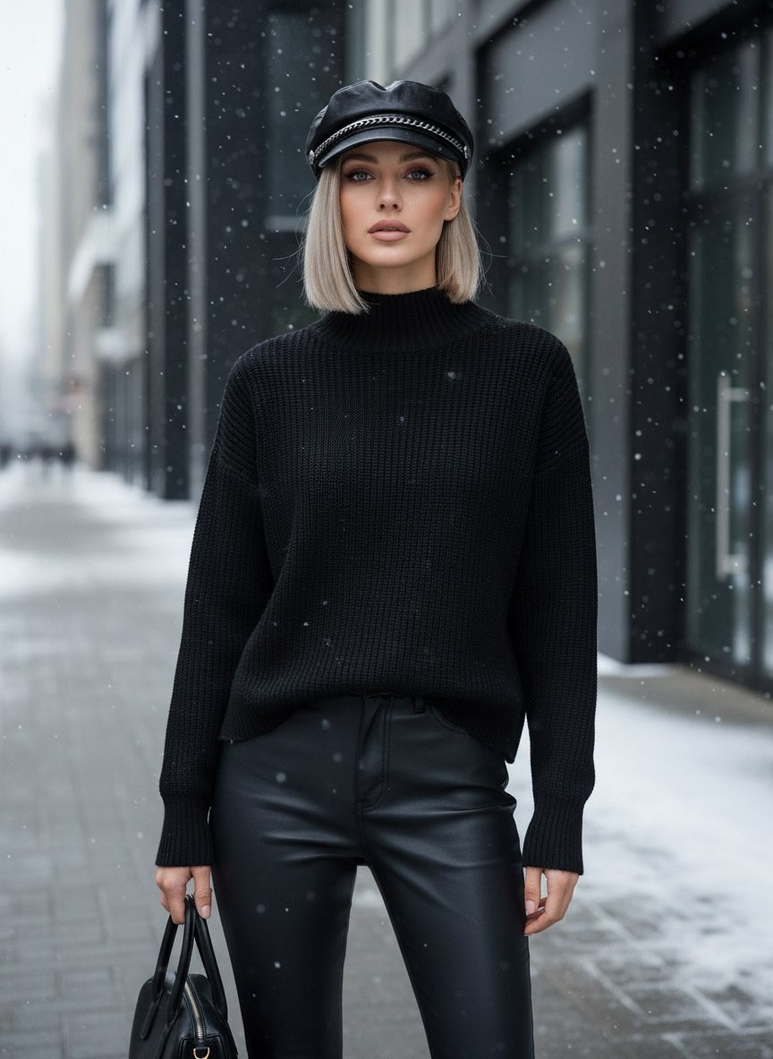 женская кофта,черный свитер,свитер,объемный свитер,свитер модный