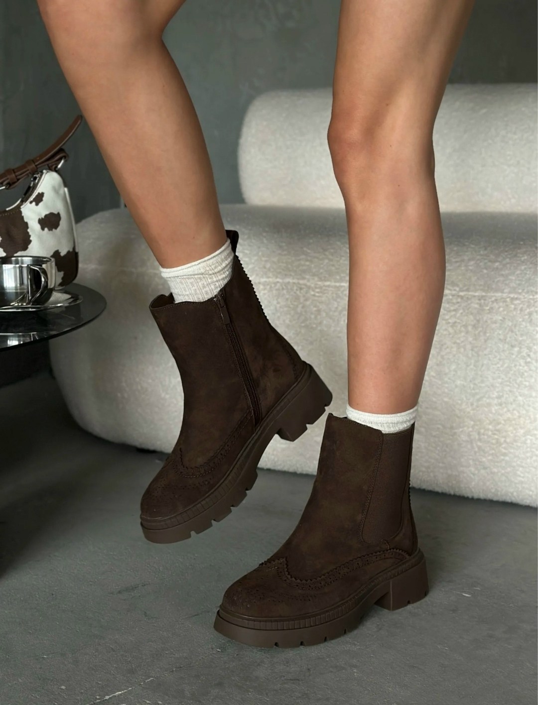 , женская зимняя,замшевые ботинки,замшевые коричневые челси,ботинки женские