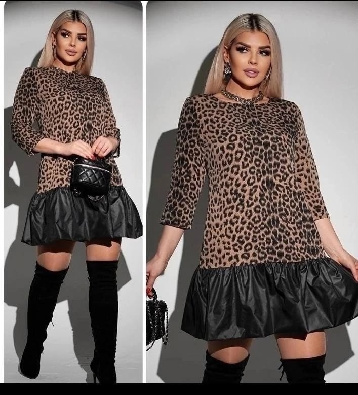 женское платье из экокожи,платье из экокожи,платье с леопардовым принтом,платье туника,платье нарядное из экокожи