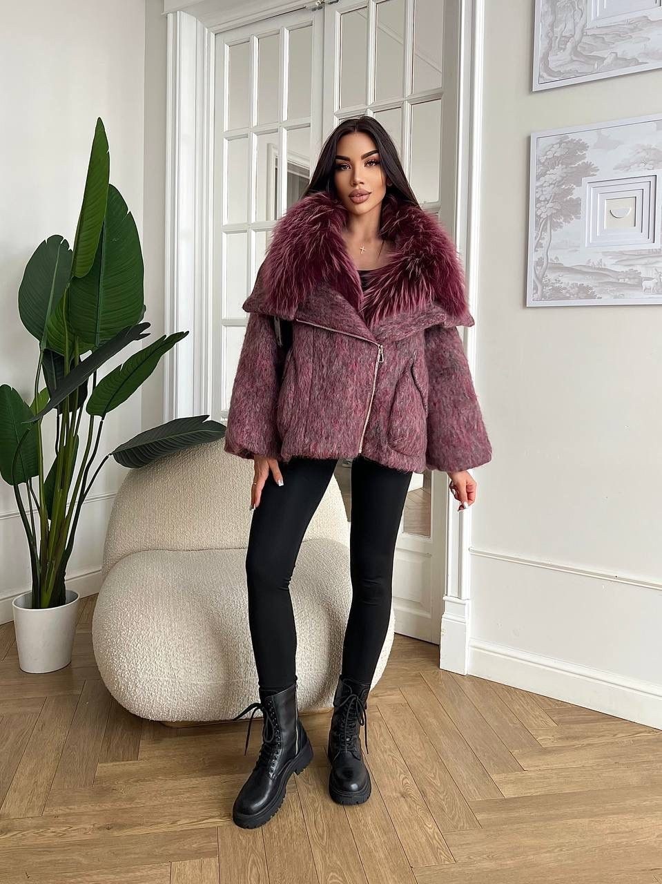 стильная куртка,куртка с мехом,куртка комбинированная,куртка женская