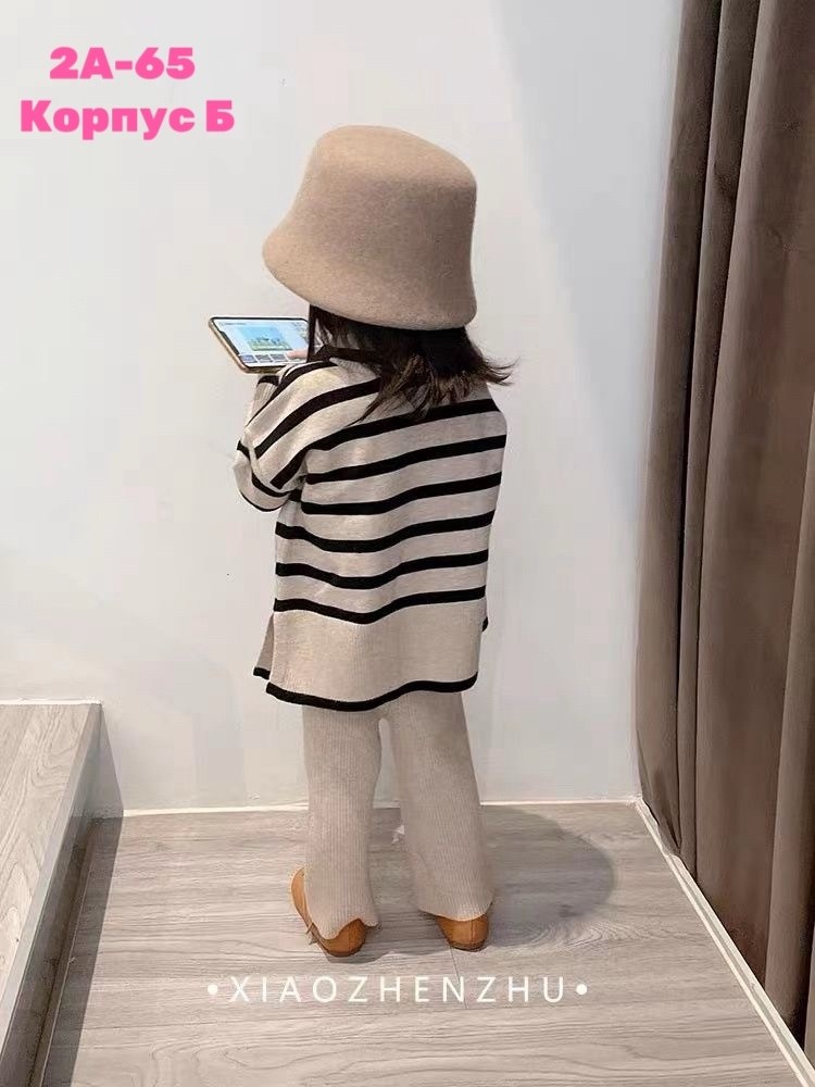 комплект одежды для девочек,вязаный костюм для девочек,свитер в полоску для девочек,свитер для девочек,корейский свитер