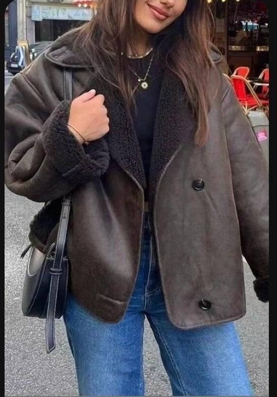 повседневная куртка,дубленка оверсайз,короткое пальто,зимняя дубленка,модные дубленки