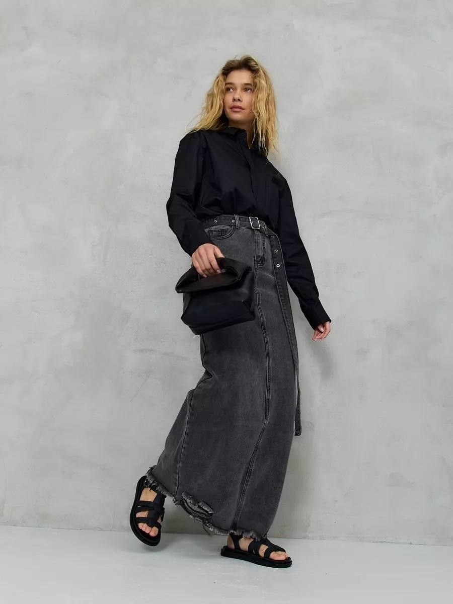 джинсовая юбка макси,джинсовая юбка длинная,длинная джинсовая юбка с разрезом,джинсовая юбка,юбка джинсовая женская