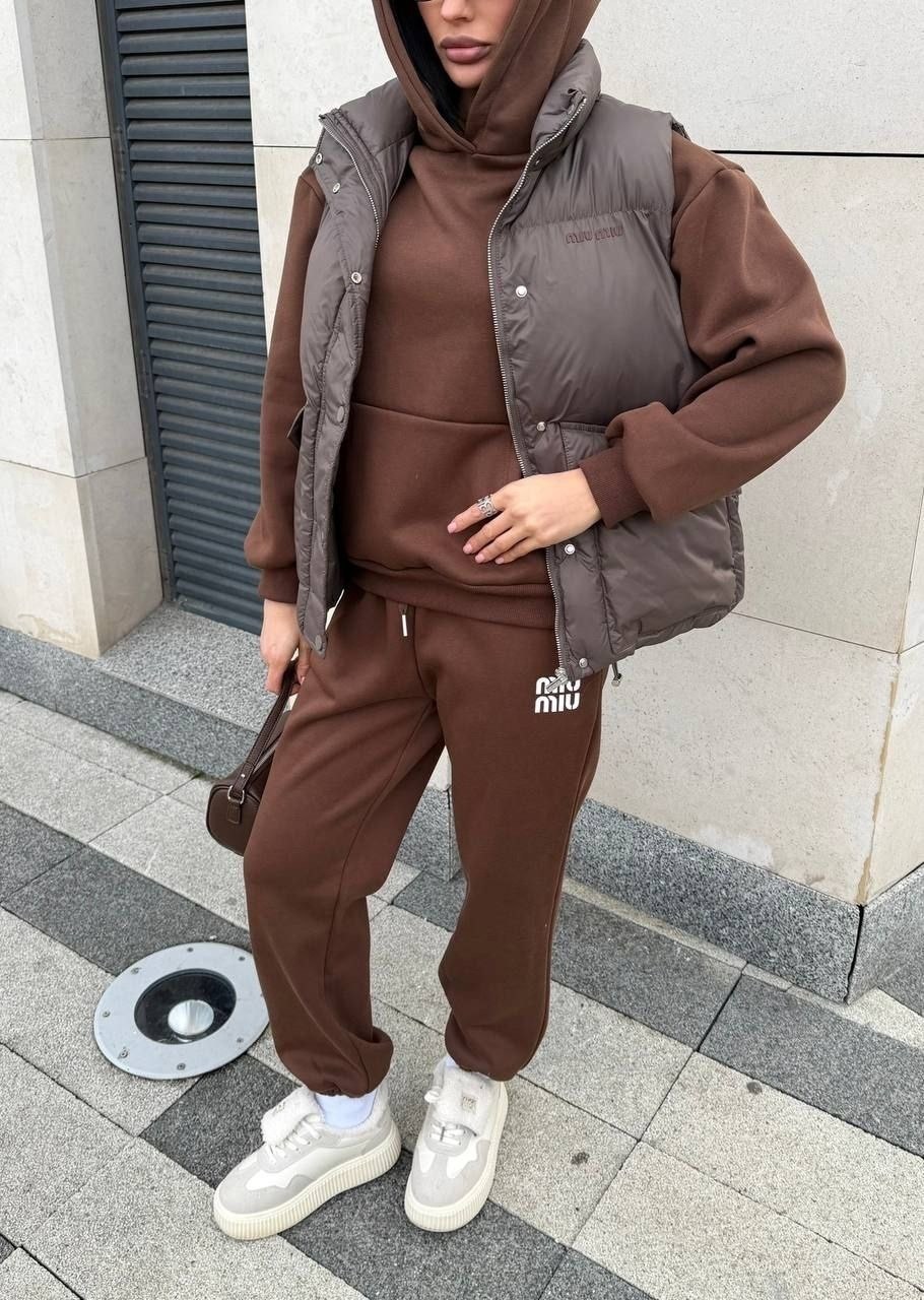 костюм бежевый,костюм на флисе,жилет оверсайз,жилет женский утепленный