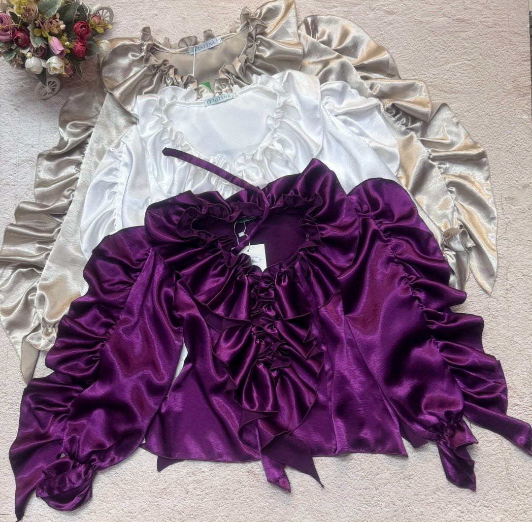 блузка с оборками,элегантная блузка,модная блузка,блузка для женщин,фиолетовая блузка
