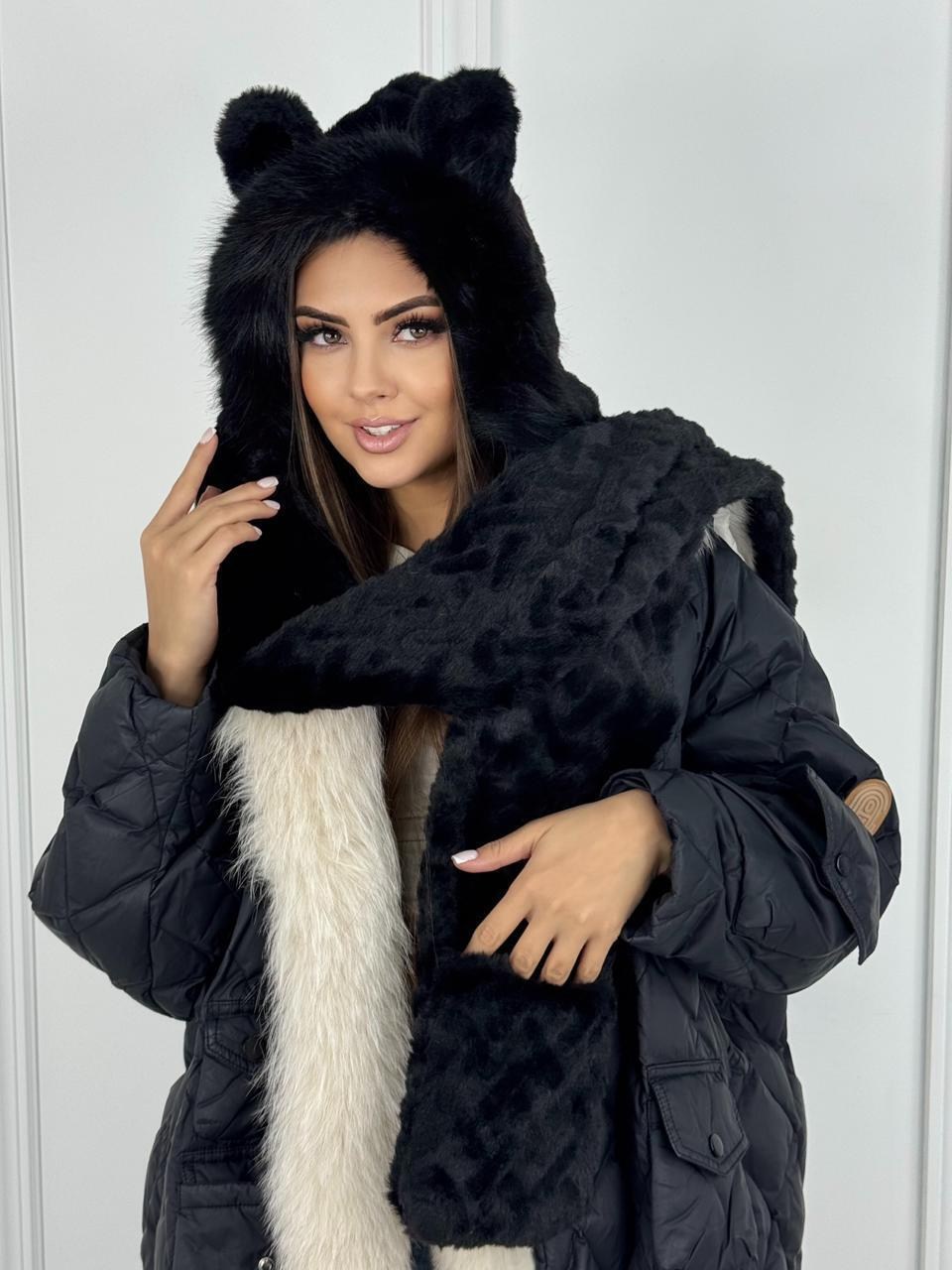 шапка шарф,шапка и шарф для женщин,меховая шапка,шапки комплект,плюшевая шапка