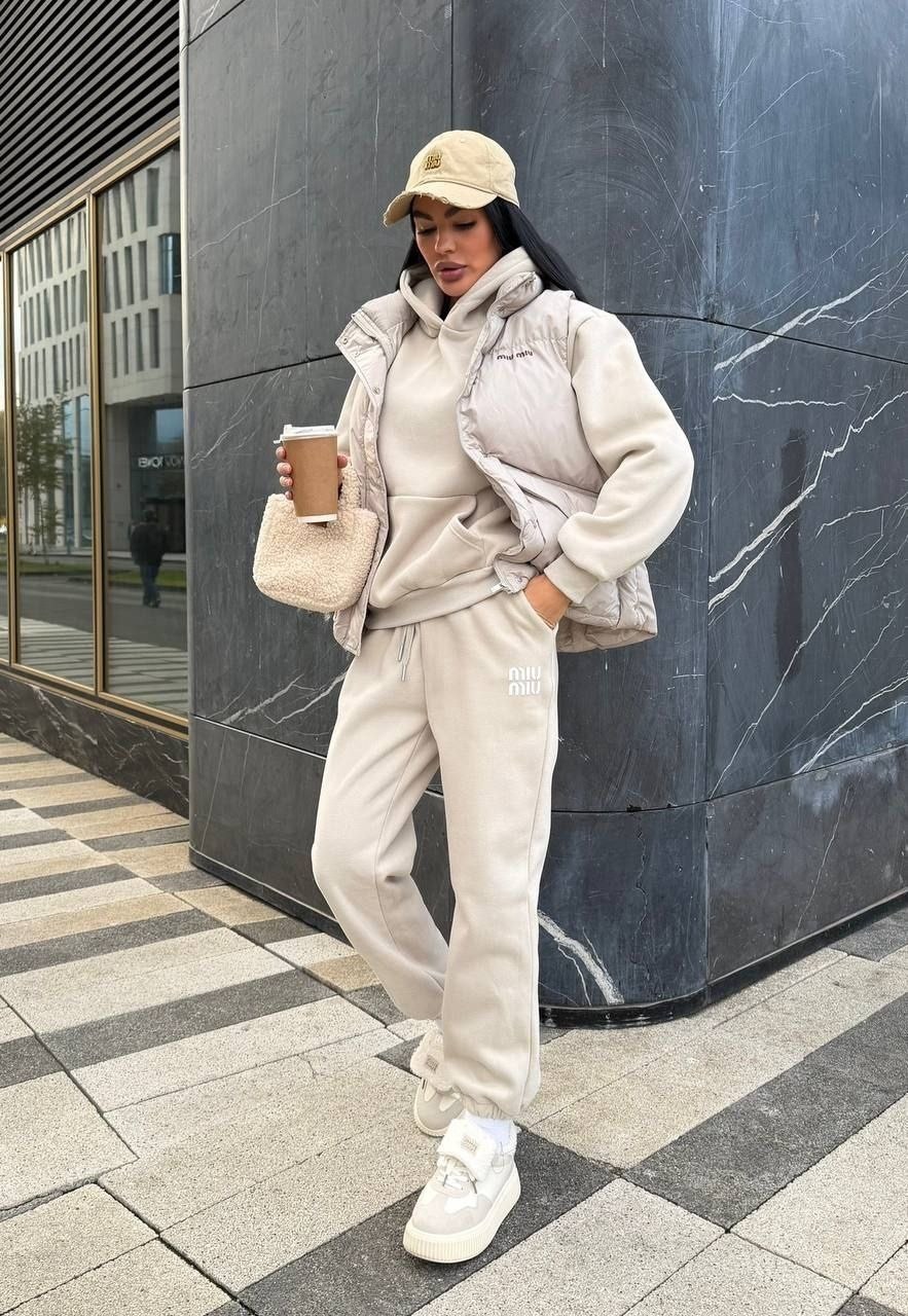 костюм бежевый,костюм на флисе,жилет оверсайз,жилет женский утепленный