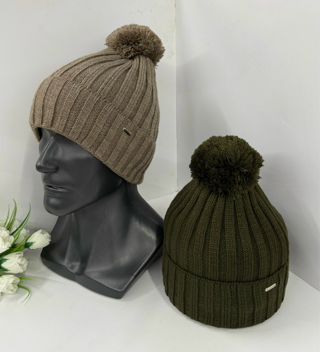 шапка мужская вязаная с помпоном,шапка вязаная для мальчика,шапка вязаная,шапка мужская,мужская шапка с помпоном