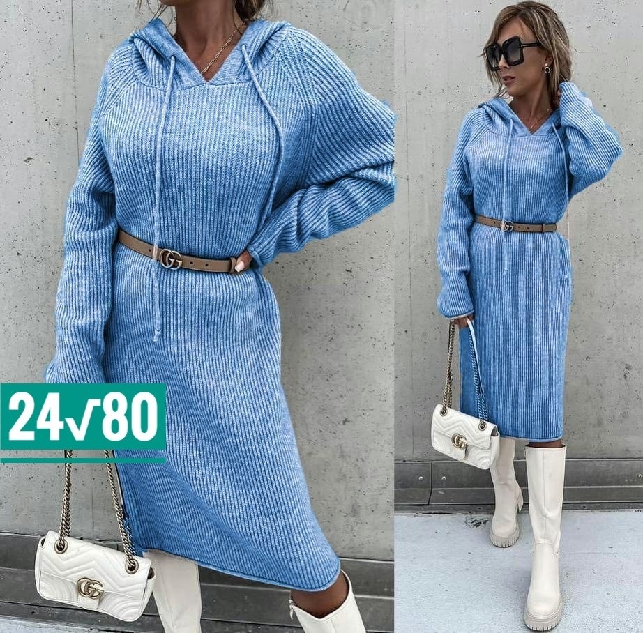 вязаное платье,шерстяное платье,платье женская,женские костюмы с юбкой,платье с капюшоном