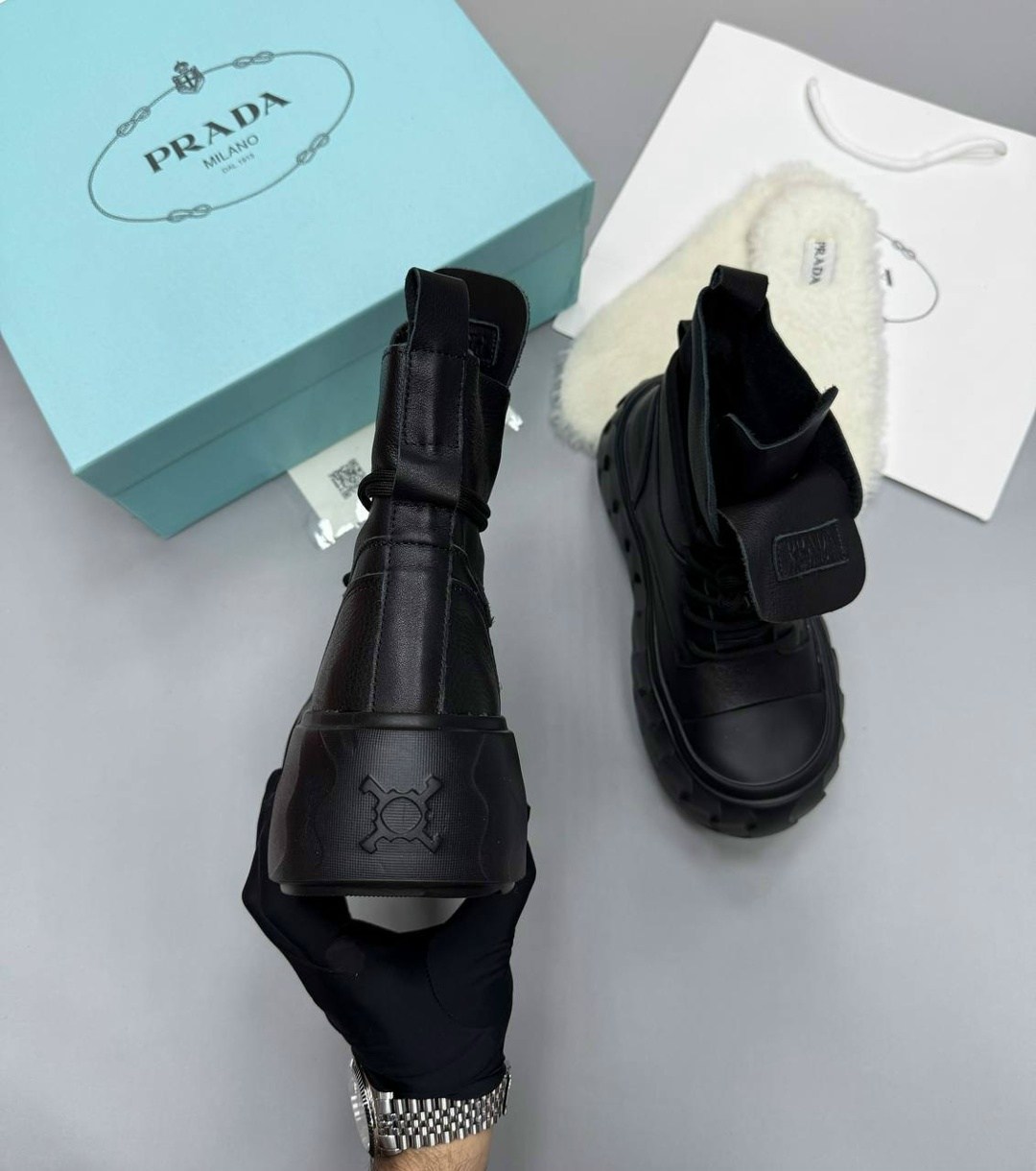 ботинки прада,,ботинки prada,ботинки женские,зимние ботинки прада