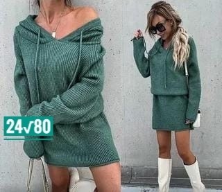 вязаное платье,шерстяное платье,платье женская,женские костюмы с юбкой,платье с капюшоном