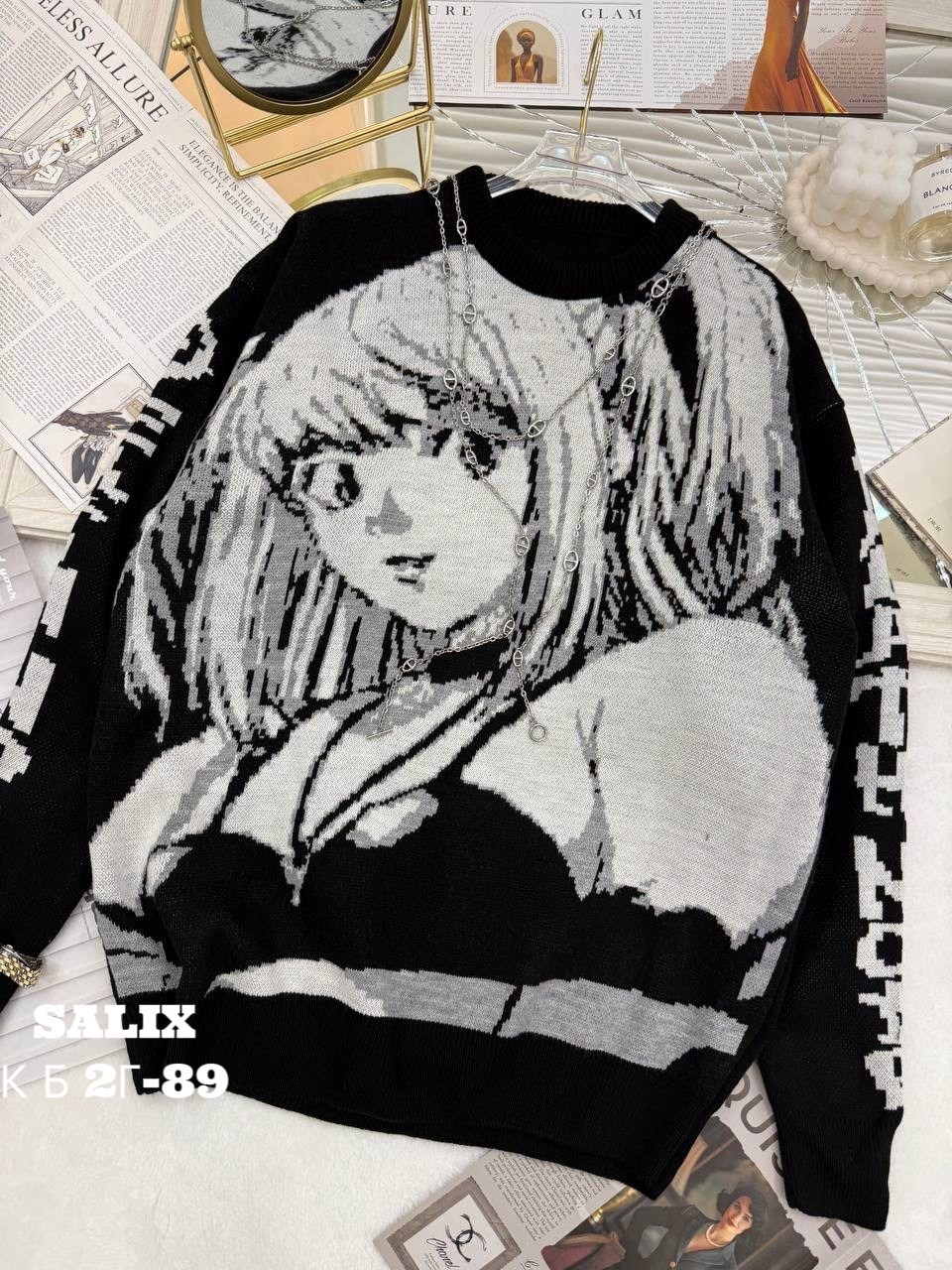 свитер аниме оверсайз,свитер молодежный,свитер,свитер с аниме принтом,свитер с принтом