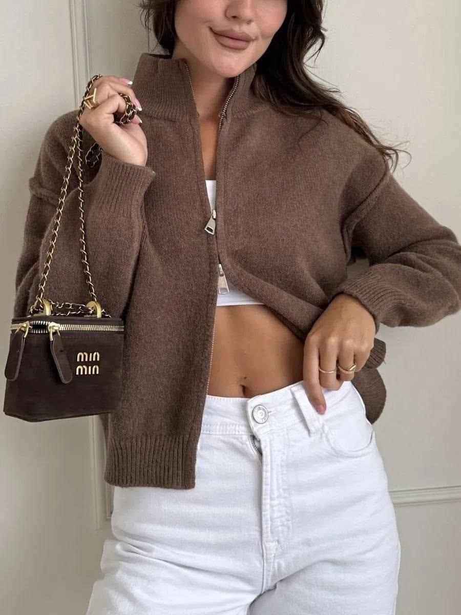 кофта кардиган,вязаные кардиганы,кардиган,кардиган коричневый,кардиган на молнии