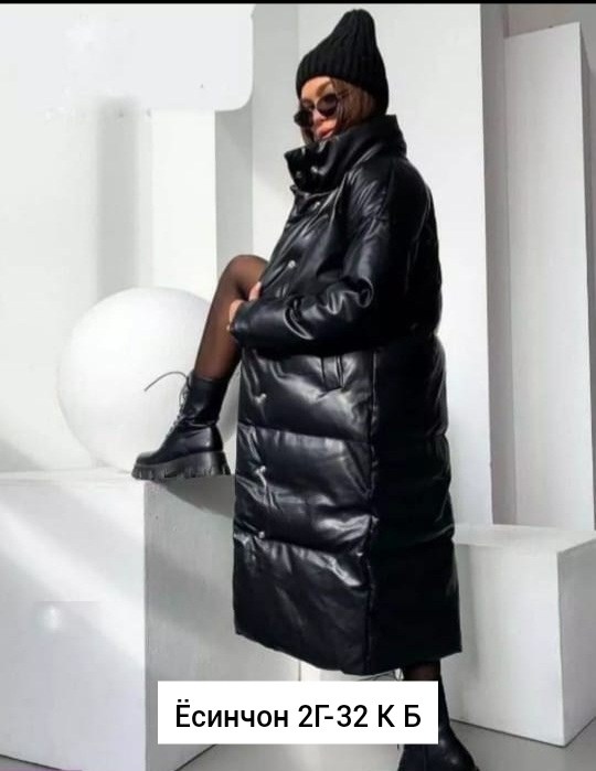 дутое пальто из экокожи,пуховик из экокожи,пуховик экокожа оливковый длинный,пальто женское из экокожи зимние,стильные пуховики