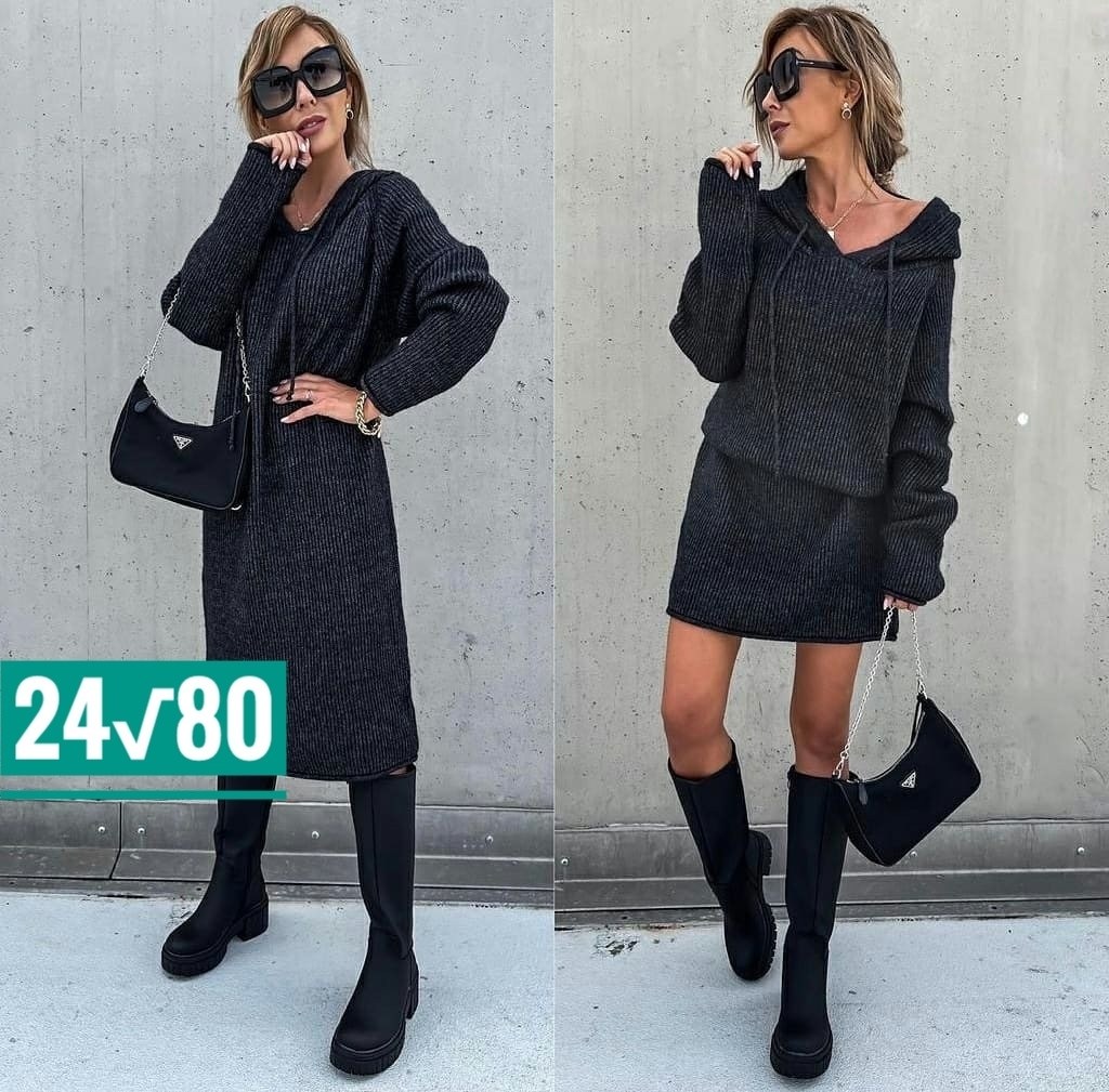 вязаное платье,шерстяное платье,платье женская,женские костюмы с юбкой,платье с капюшоном