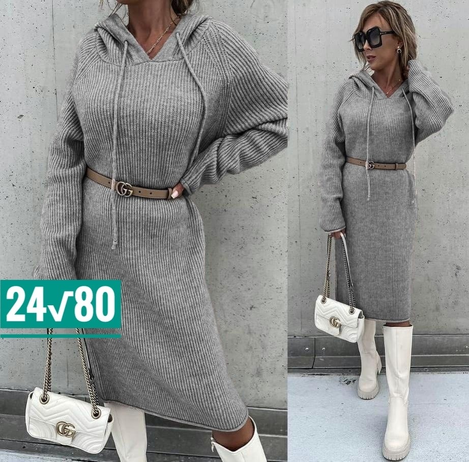 вязаное платье,шерстяное платье,платье женская,женские костюмы с юбкой,платье с капюшоном