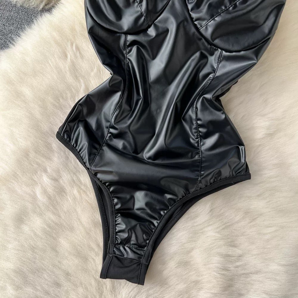боди из искусственной кожи,атласный комбинезон,женские комбинезоны,женская боди,сексуальный комбинезон